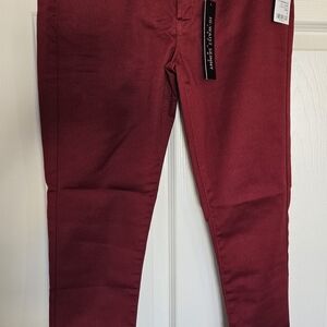 Stylish Cherry Red Women's Stretch High-Waist Pants